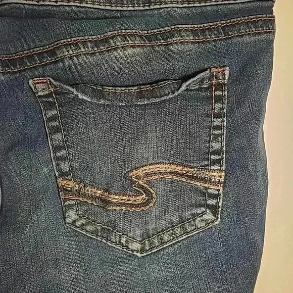 Silver Jeans Shorts Women 29 11 Blue Denim Bermuda Elyse Dark Wash Western Low - Picture 5 of 8